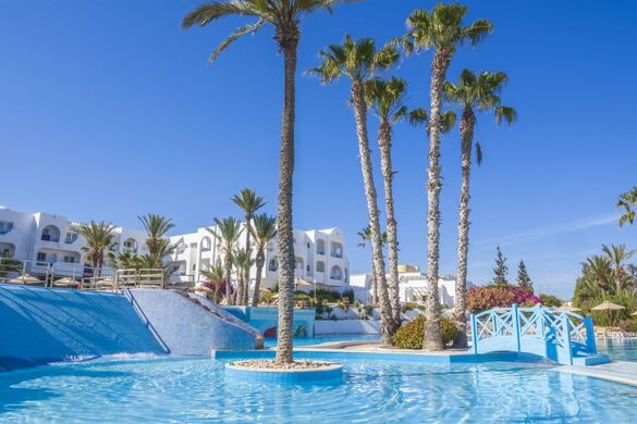 piscine avec palmiers - Photo